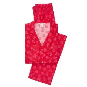 Victoria’s Secret Neon Rose Flannel PJ Set • XL